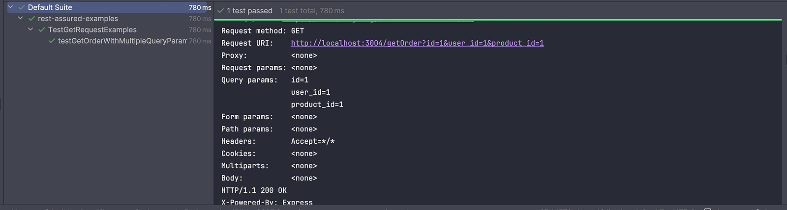REST Assured GET request with multiple query parameters log output
