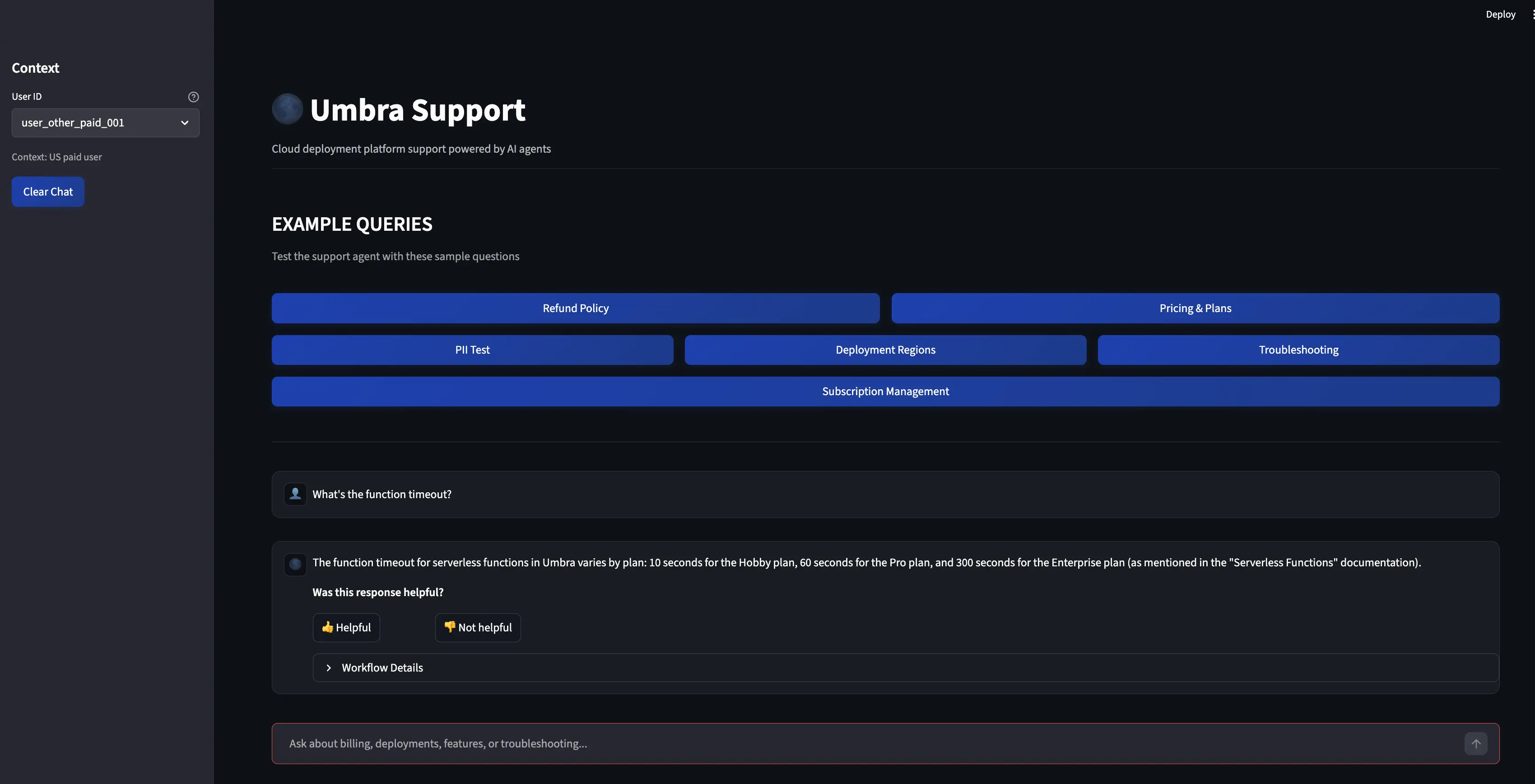 Umbra support