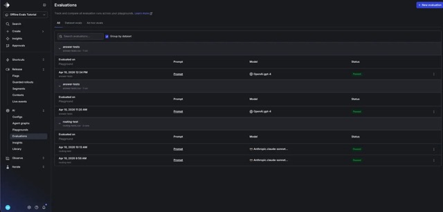 Track evaluation history