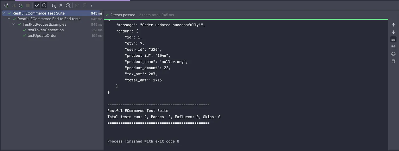 Screenshot of the text execution