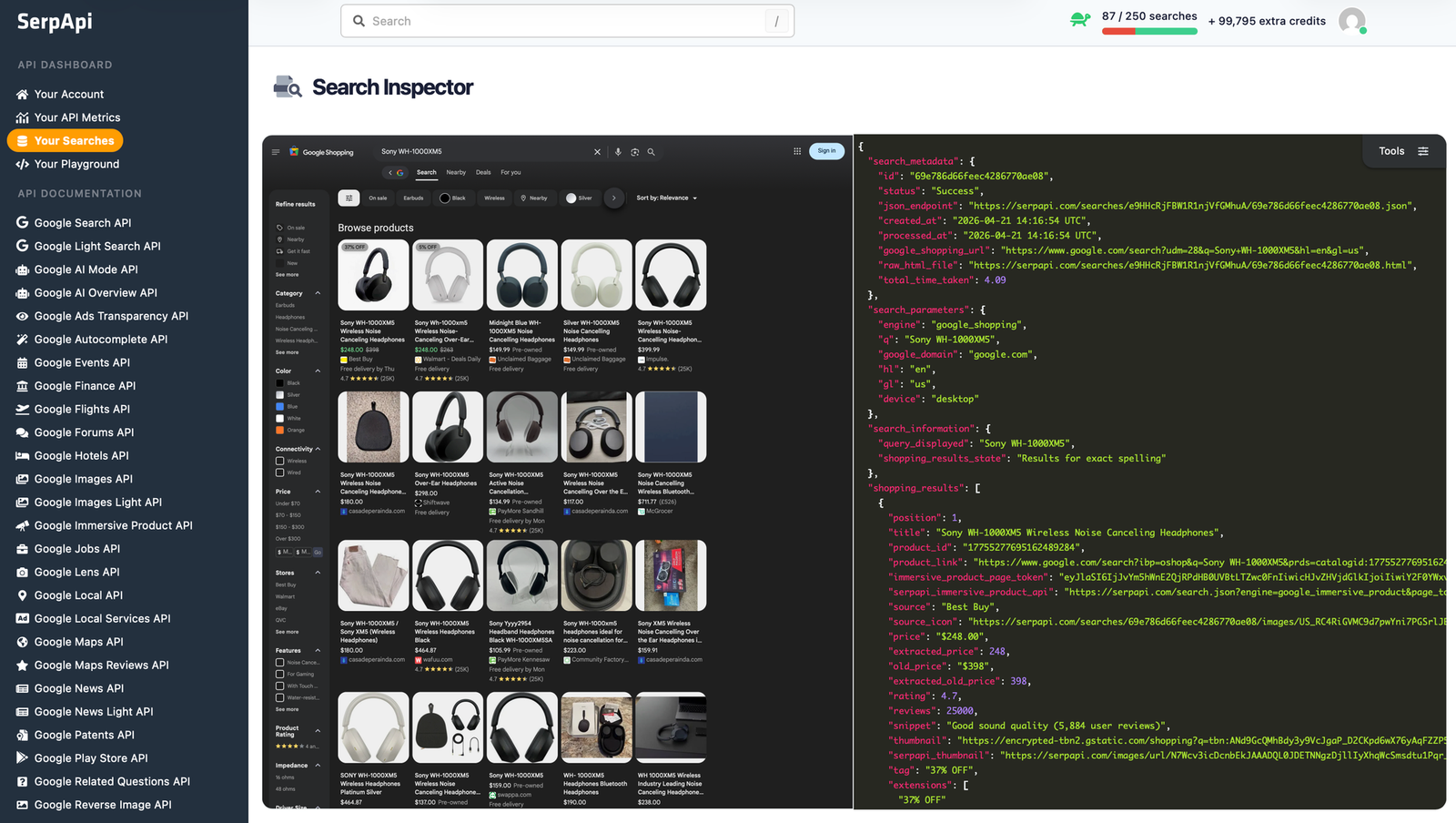 SerpApi Search Inspector