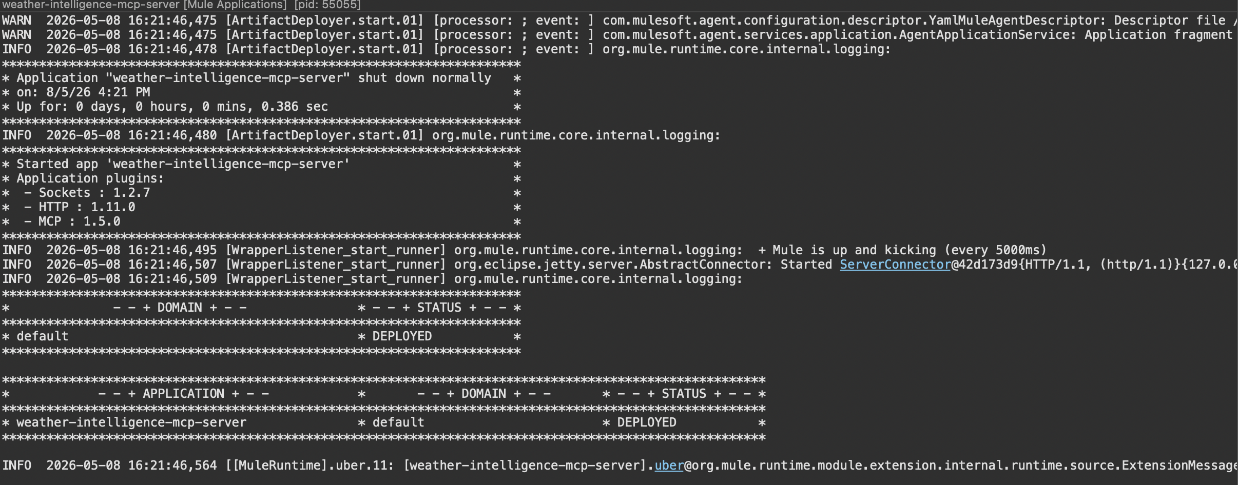 Deployment log