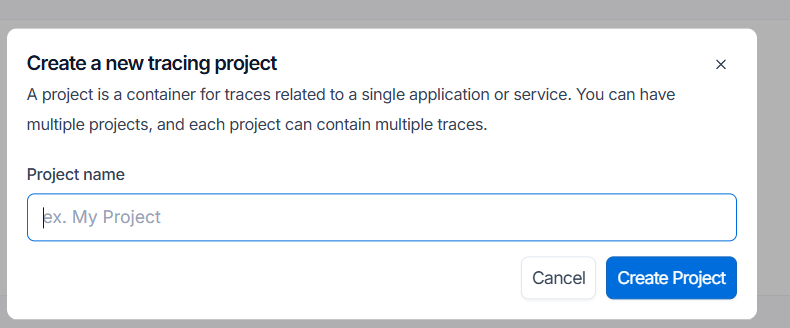 Create a new tracing project