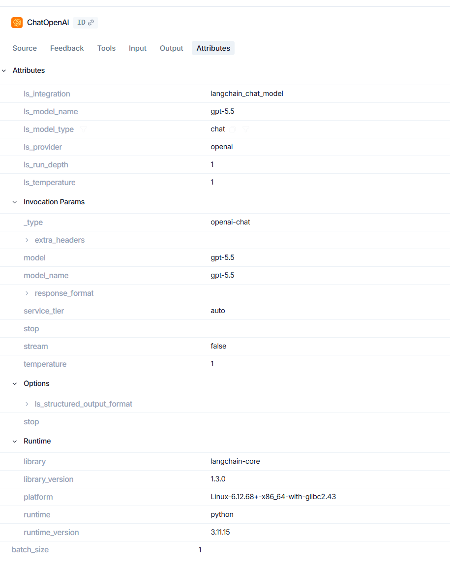 Attributes section