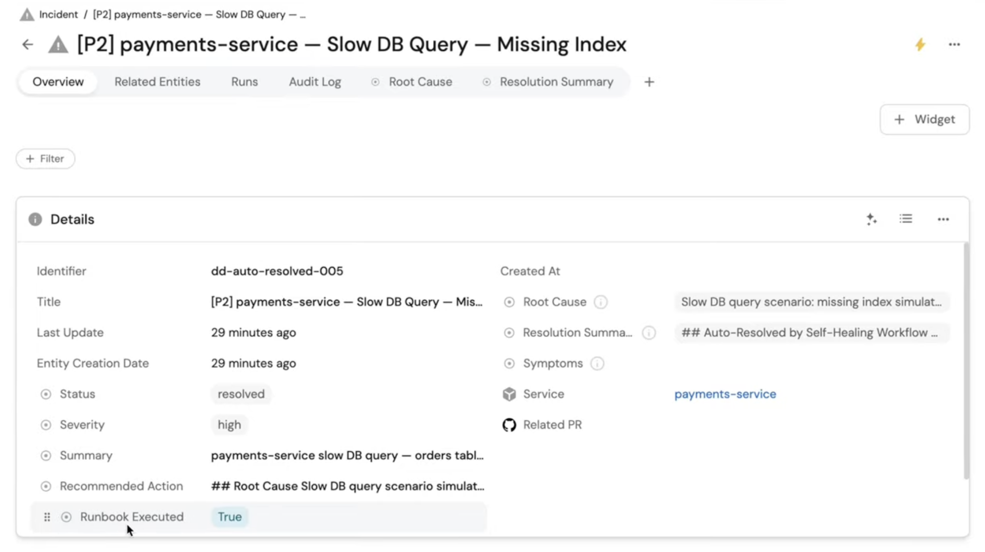 Missing index