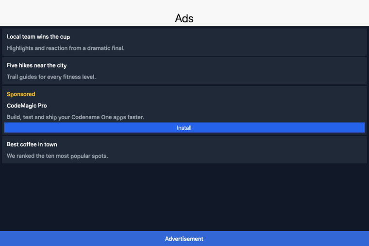 Codename One sample running as a native Mac app