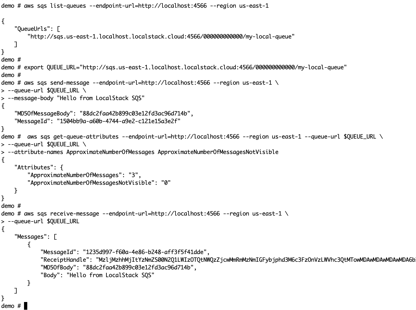 Terminal will return a successful JSON payload