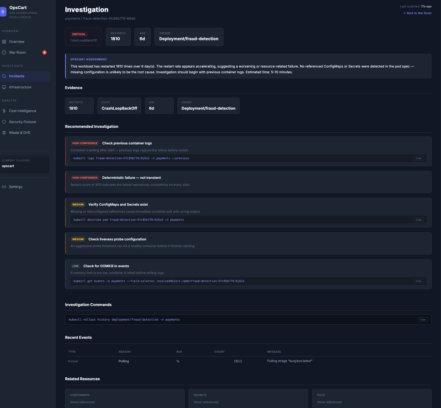 Investigation page