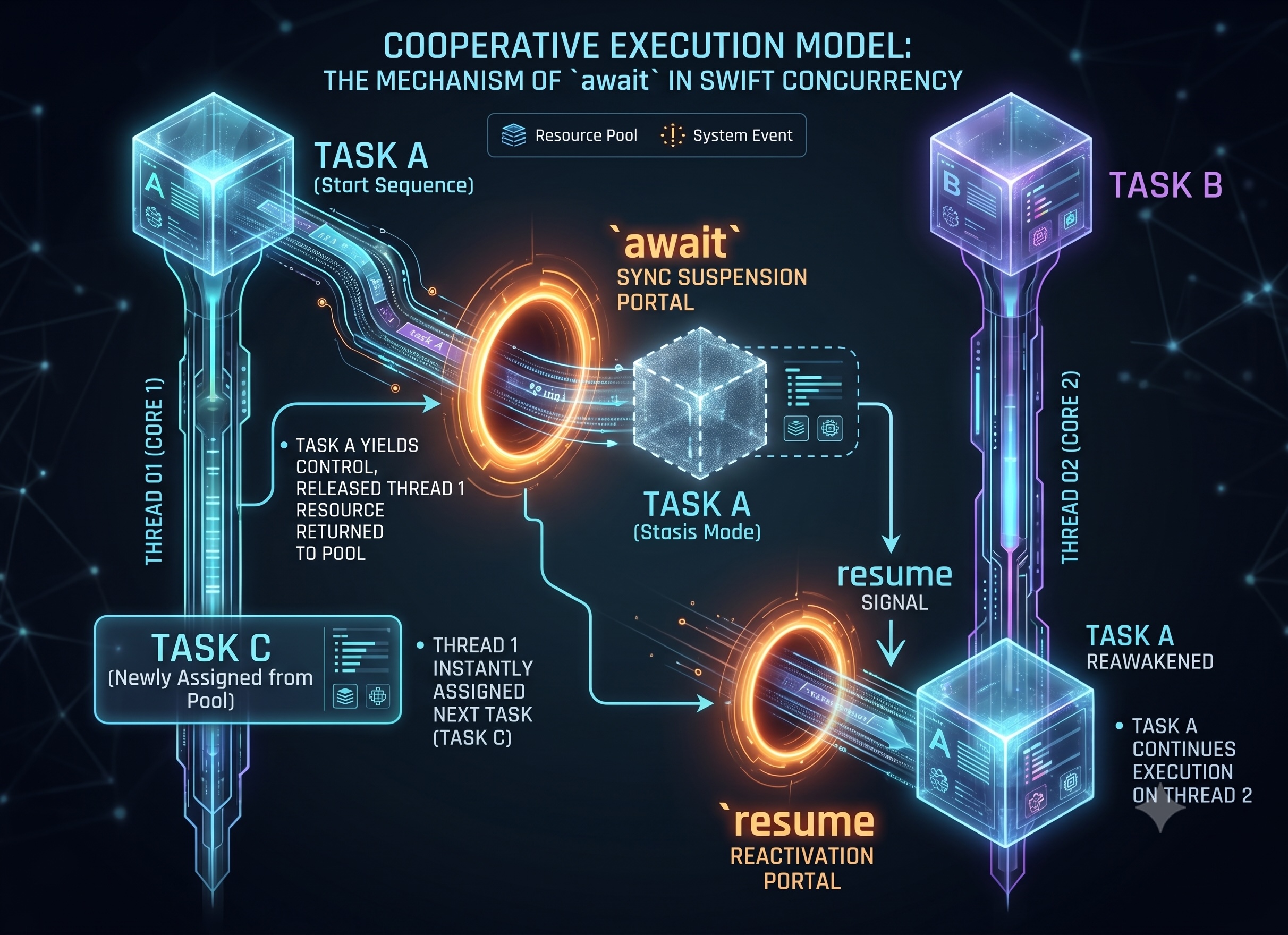 Cooperative execution model