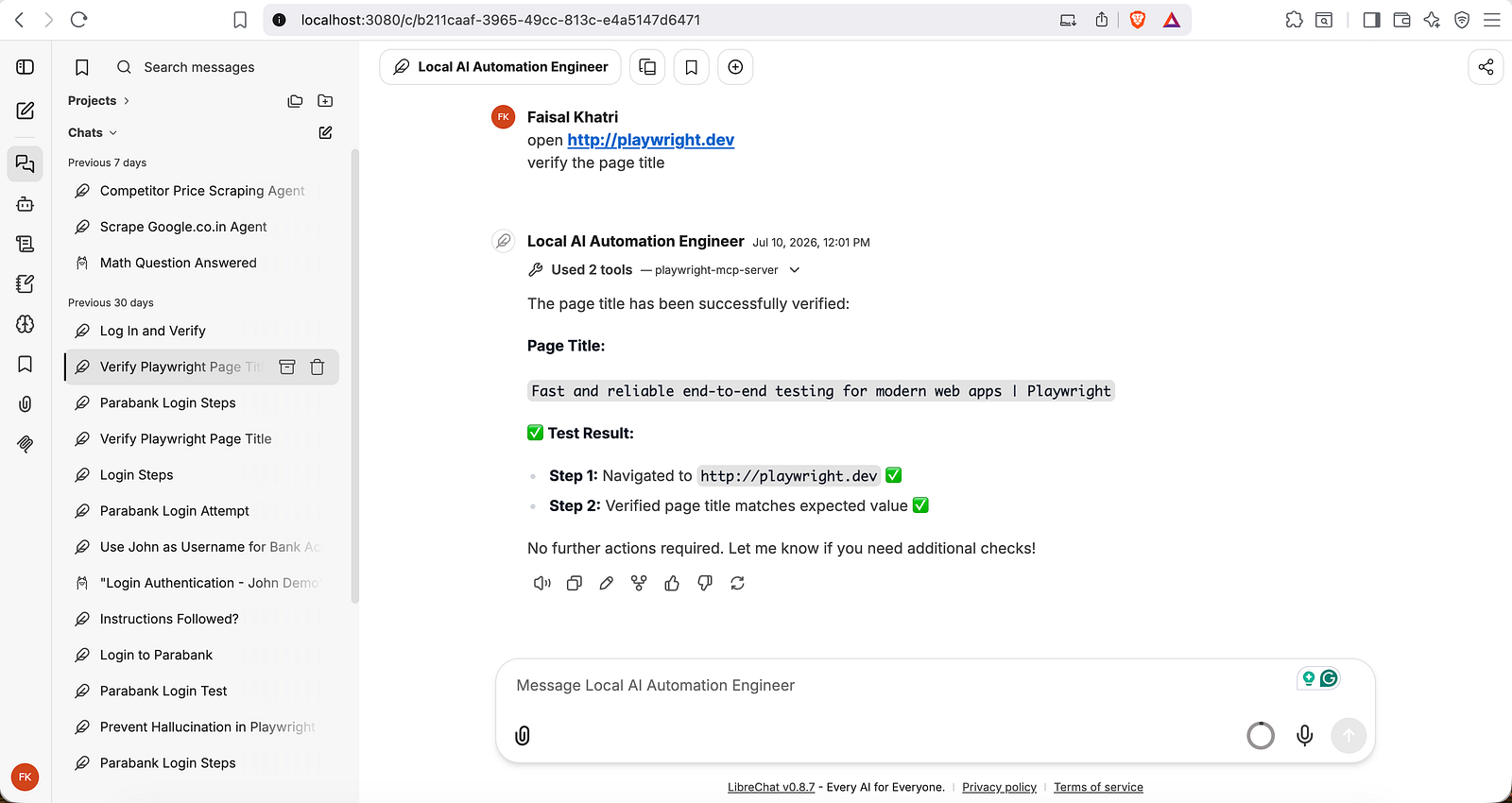 Observe the browser as the AI agent begins executing the task