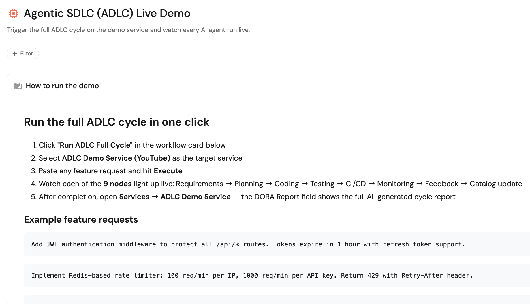 Agentic SDLC live demo