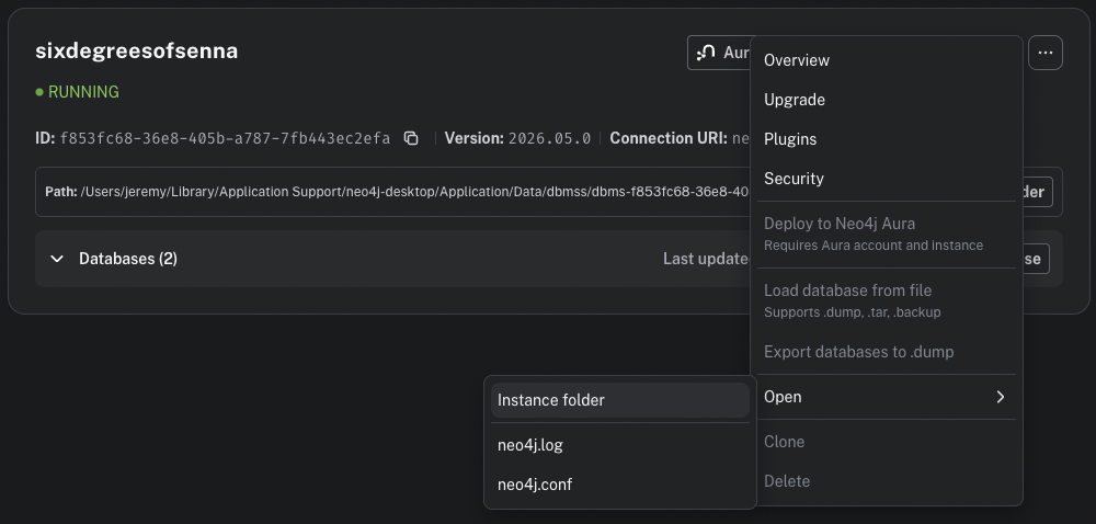 Select Open then Instance folder