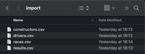 Select the import folder