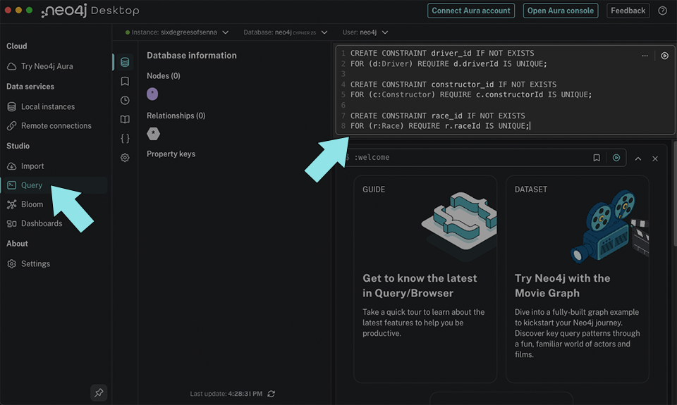 Run queries by selecting Query