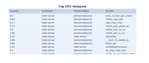 Fig 3: Top CPU hotspots during sample period