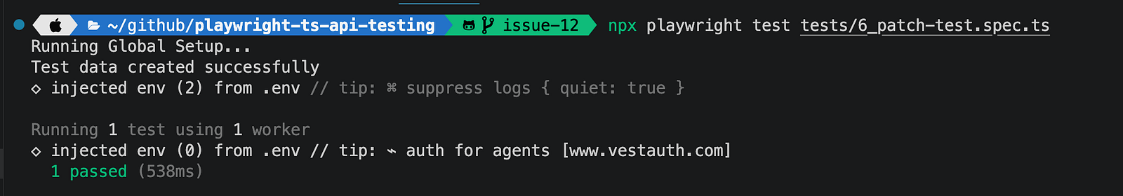 Test ran successfully