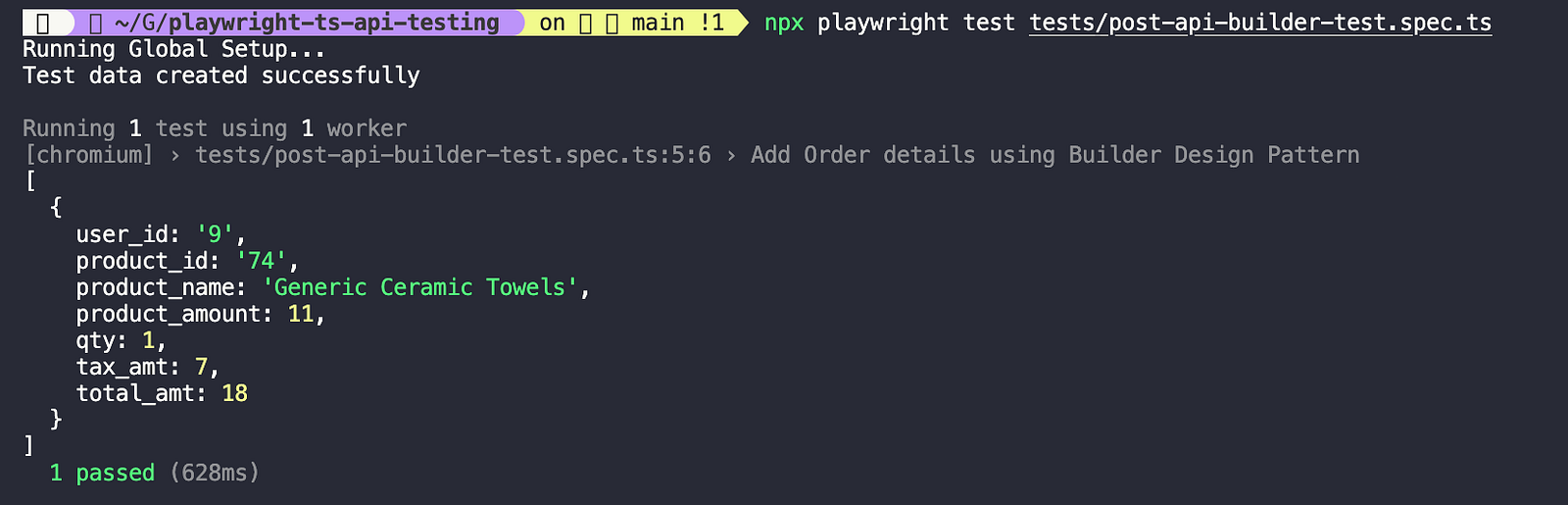 Output of the test execution