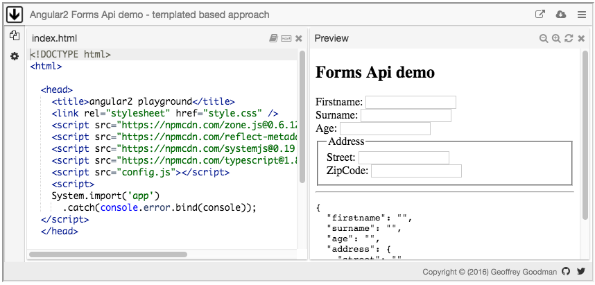 Angular2 Forms Api demo - templated based approach