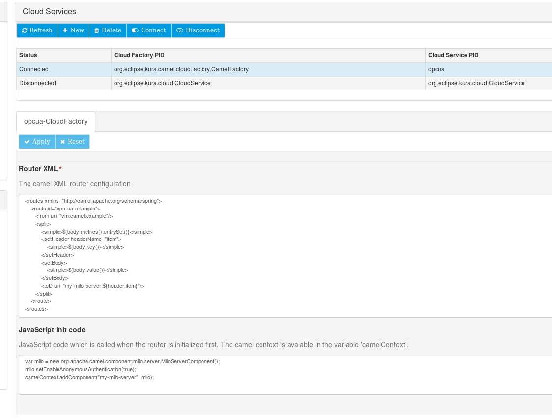 Camel Cloud Service configuration