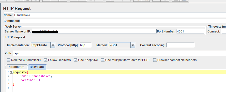 Jmeter - VTS Handshake Request