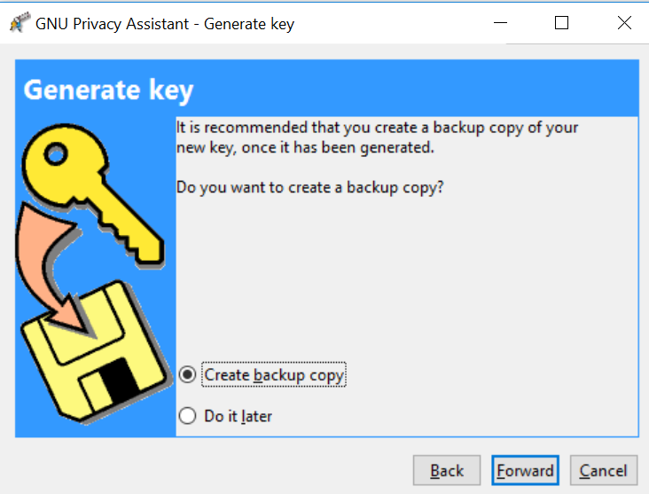 Create key backup copy