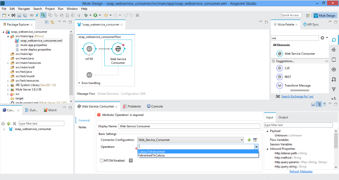 Choose operation in Web Service Consumer