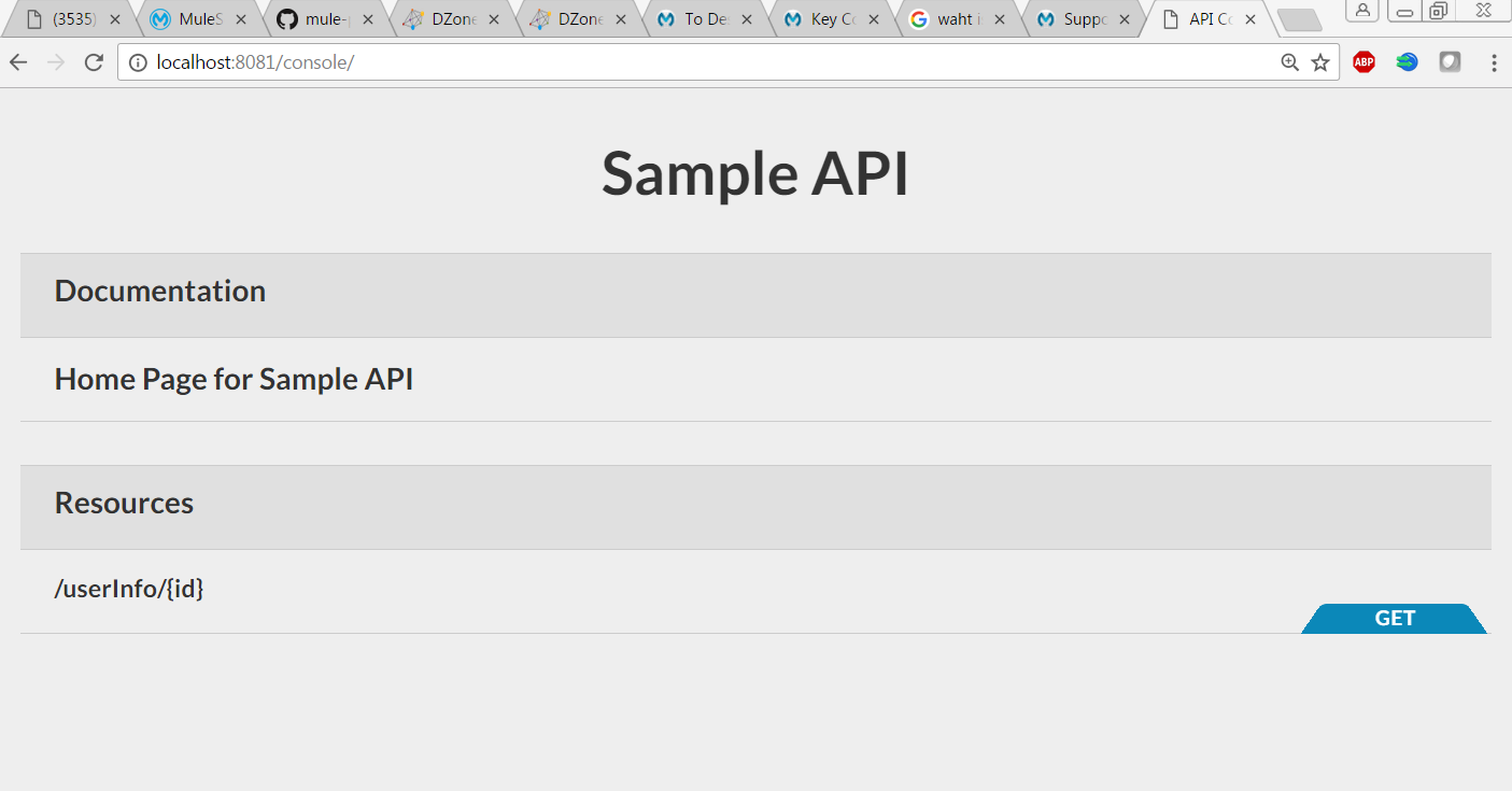 Sample API Console