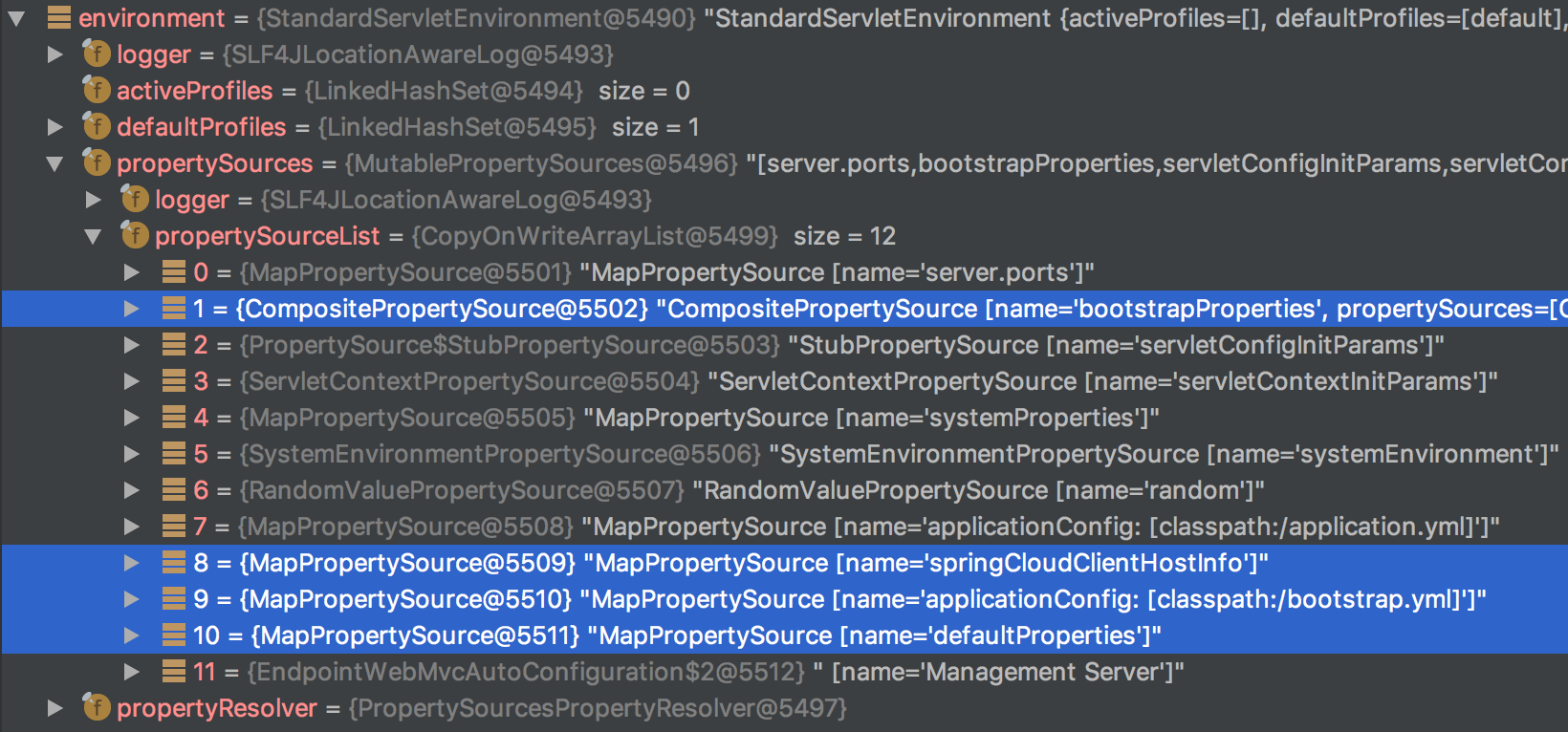 Environment Snapshot for a Spring Cloud Config Application