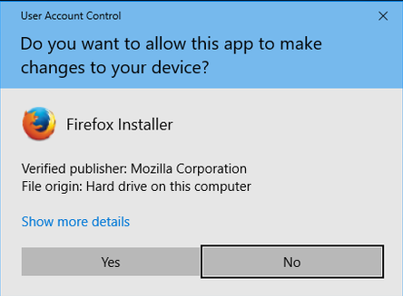 UAC Prompt on Firefox Installer