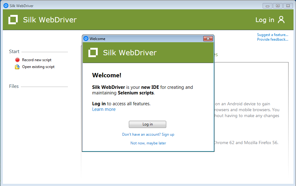 First-time start of Silk WebDriver