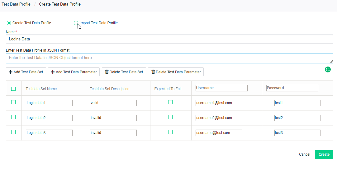 Data driven Automated Testing