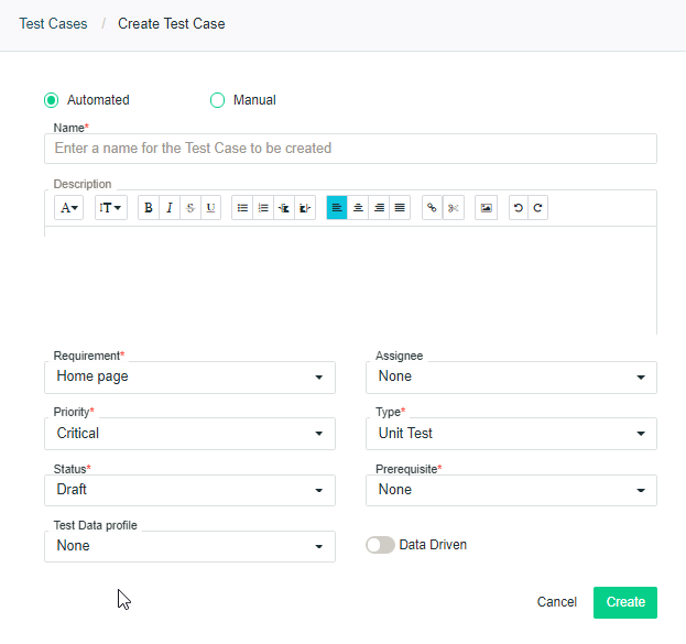 Data driven Automated Testing