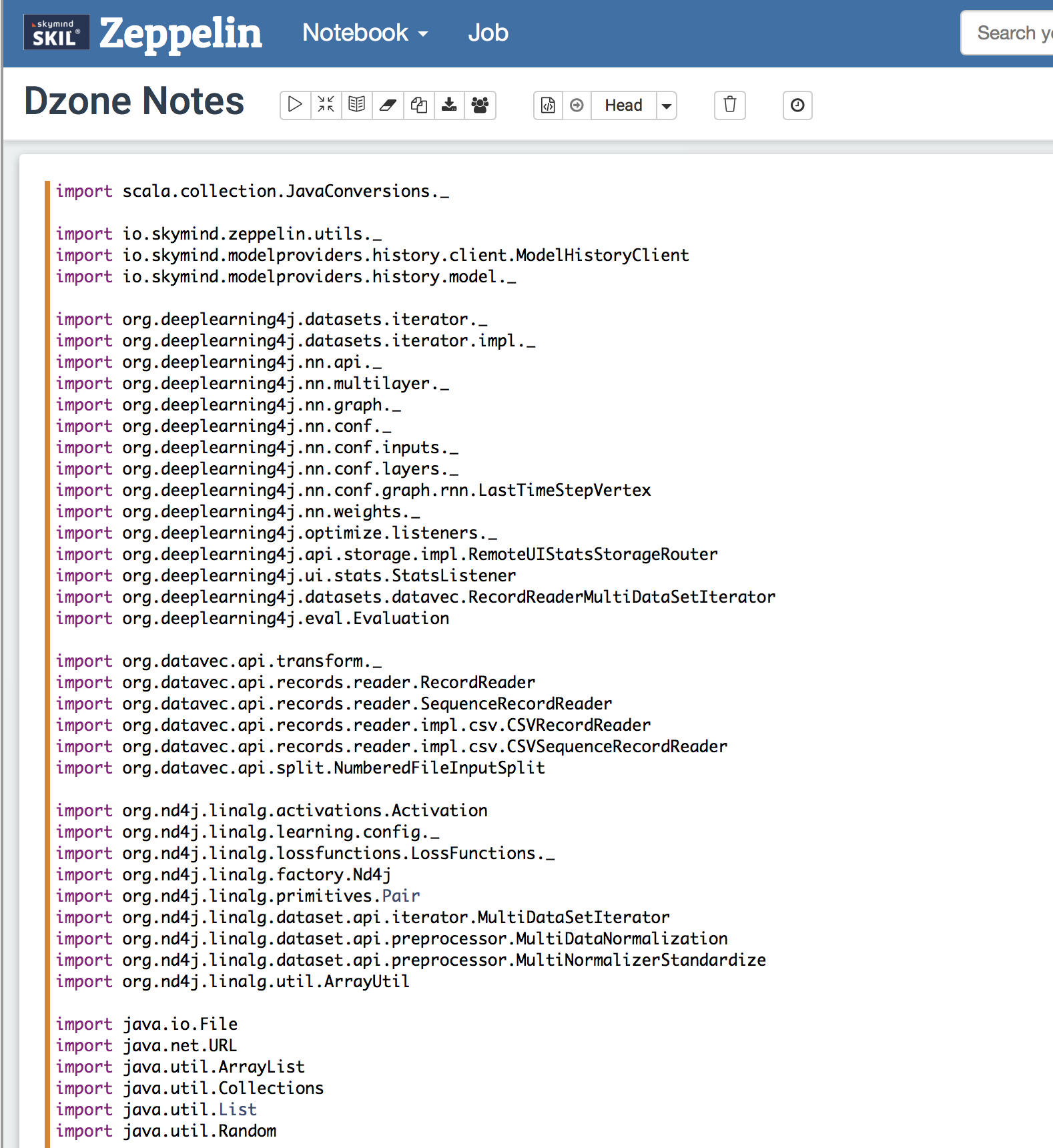 Zeppelin notebook output