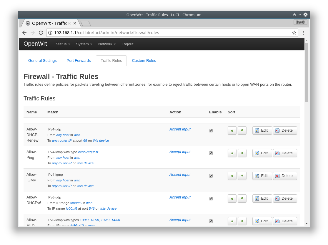 firewall openwrt dockstar