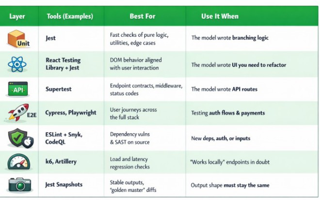 Testing Strategies for Web Development Code Generated by LLMs